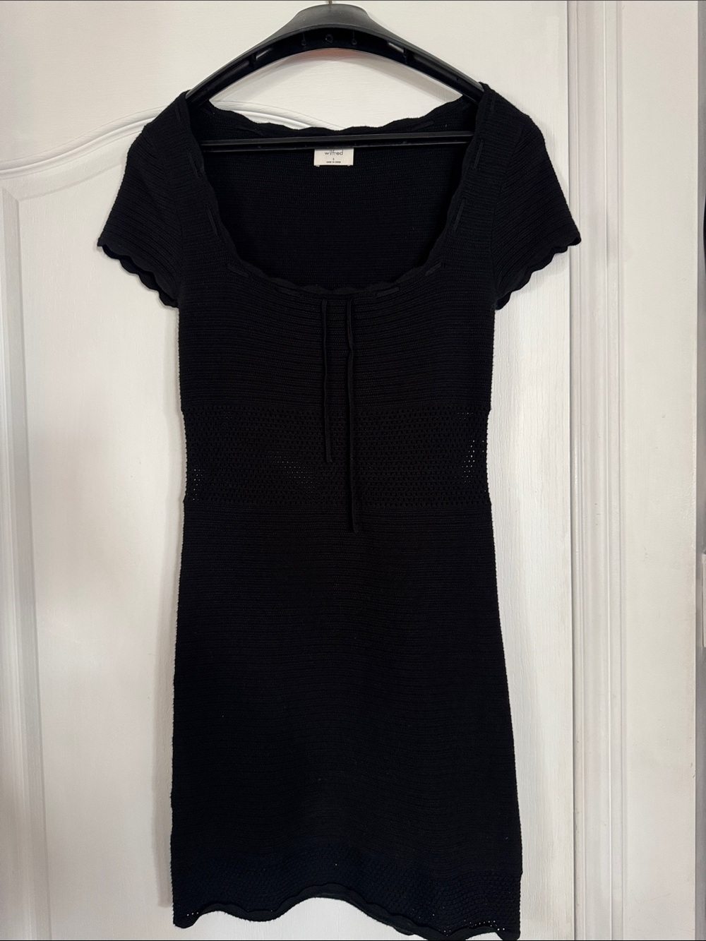 Aritzia Black Knit Short Sleeve Scoop Neck Dress